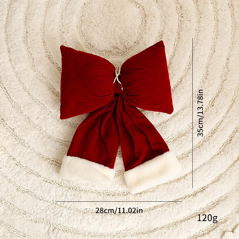 Large Red Velvet Christmas Bow Ornament for Tree or Window Display