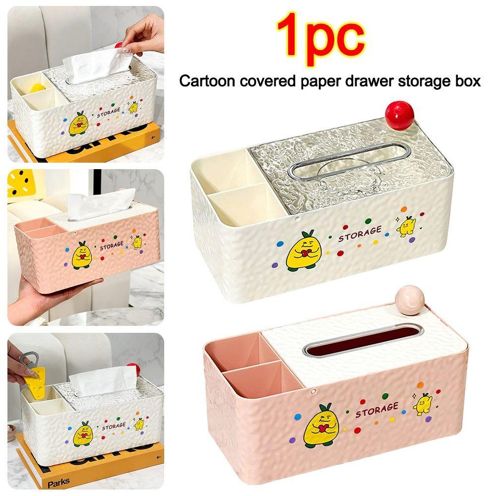 Multifunctional Tissue Box Cartoon Desktop Storage Box Cute Tissue Holder Home Office
