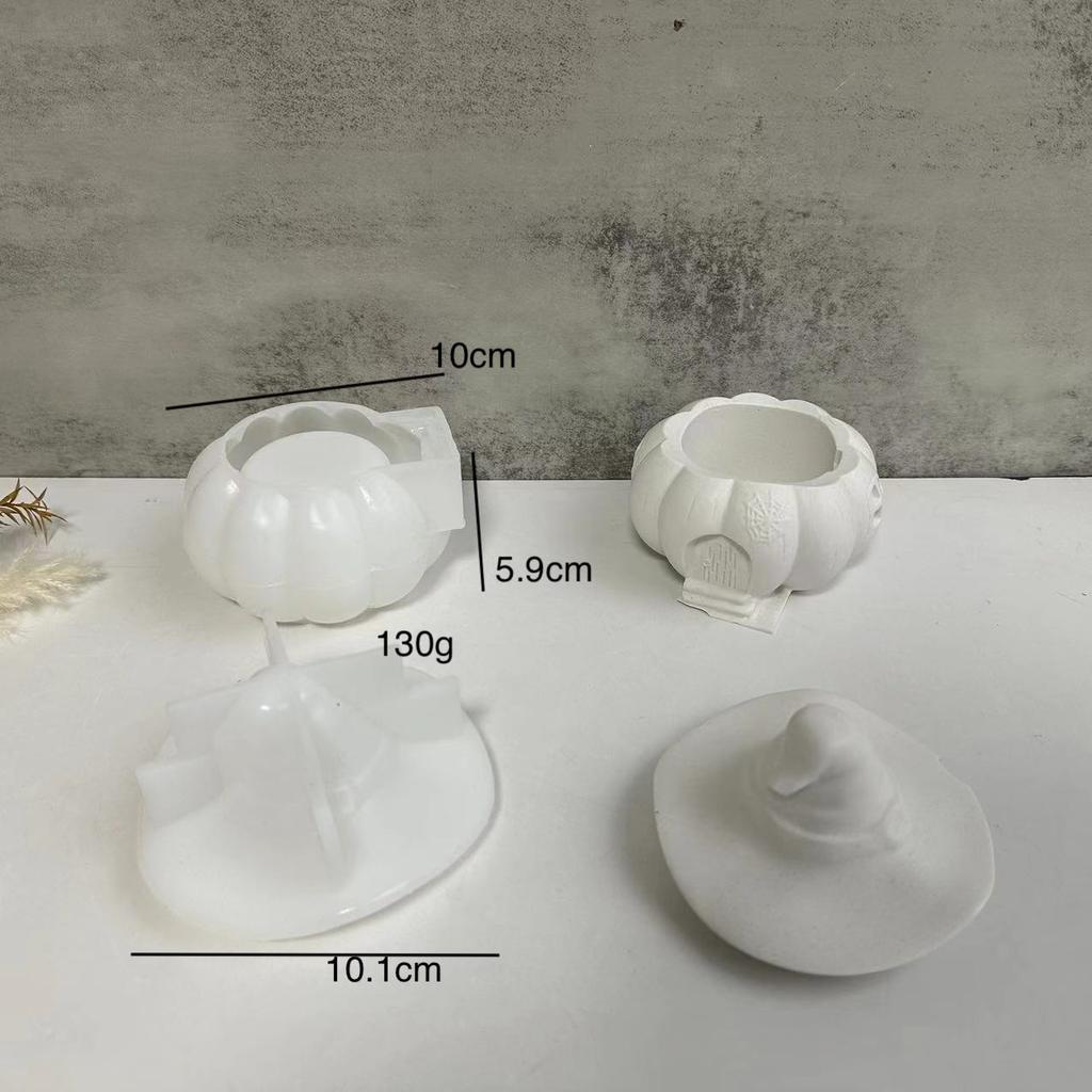 Pumpkin Jar with Lid Silicone Mold Halloween Jewelry Storage Box Plaster Mold DIY Handmade Plaster Epoxy Resin Crafts Flower Pot