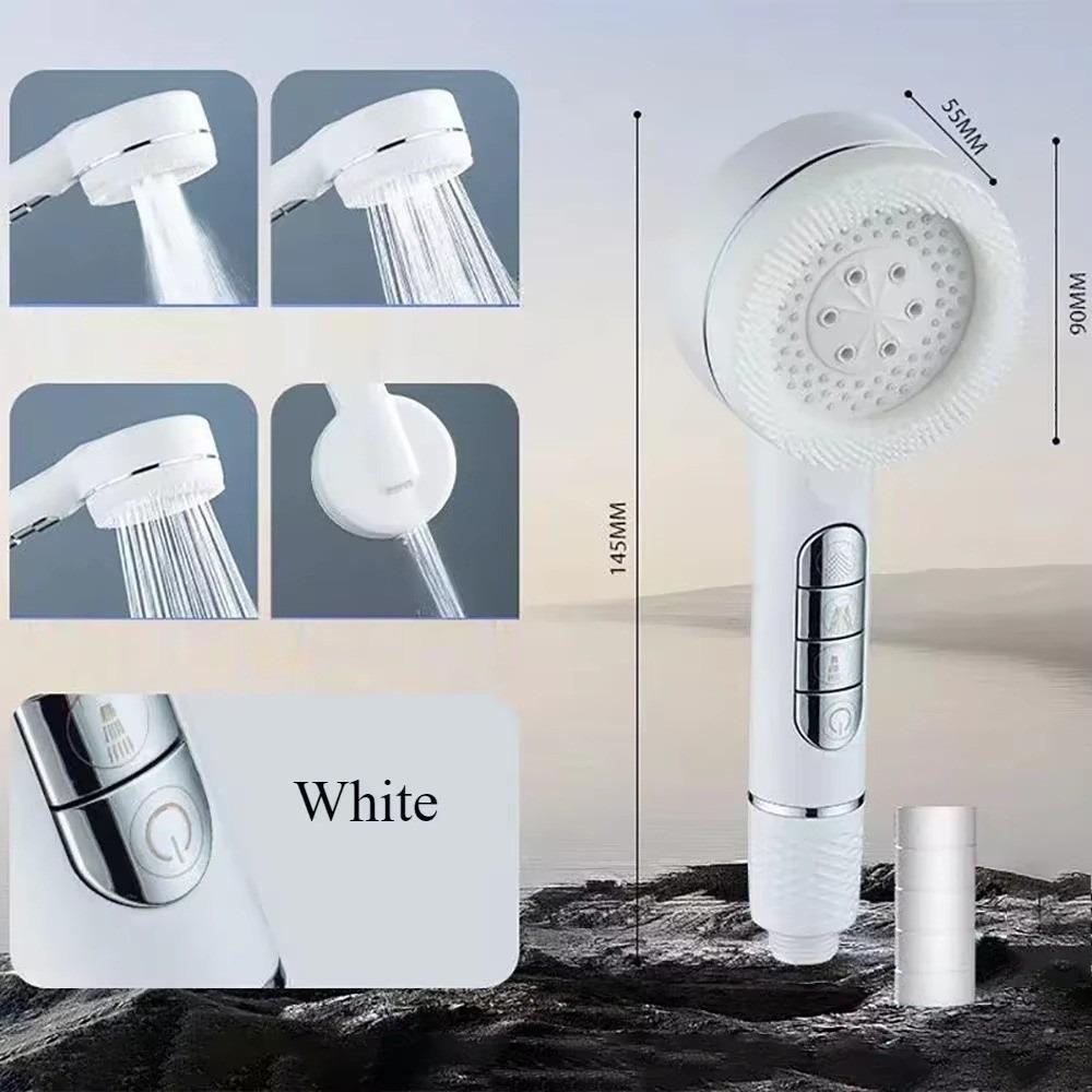 With Filter Shower Head One-Key Stop Water Massage Shower Head Rainfall  Bathroom Accessories