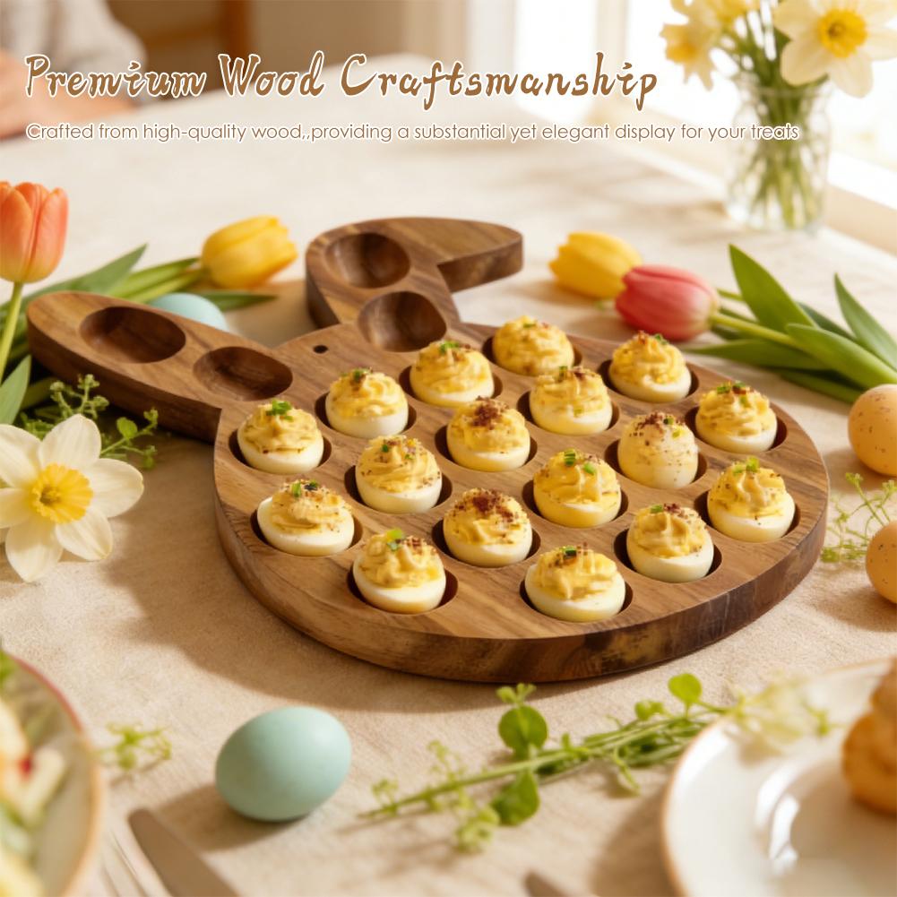 Easter Wooden Bunny Egg Tray Shatterproof Desktop Wooden Protective Rack Double Row Smooth Single Row Kitchen Organizer