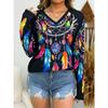 Women's Creative Printed Long-sleeved T-shirt, Breathable, Soft and Comfortable, Suitable for Casual Wear All Year Round