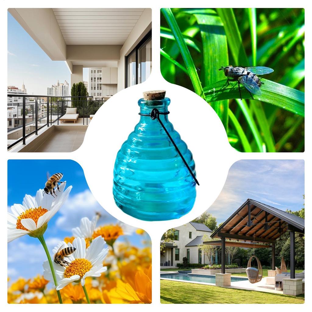 Glass Wasp Trap Small Hanging Honey Jar Hangable Reusable Catcher Garden Fruit Fly Catcher for Outdoor Garden Home Farm