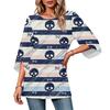 Women's Halloween Print Casual Top, Round Neck, Three-Quarter Sleeve, Loose Fit