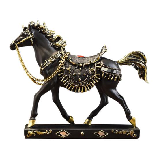 Realistic Horse Figurine Handcrafted Pony Resin Statue Simulated Farm Animal Sculpture Home Office Desktop Decoration Ornament