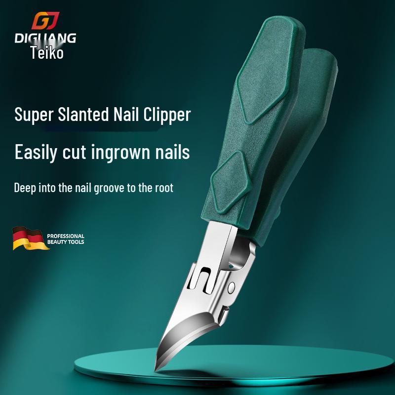 

Teiko Anti-Splash Wide Opening Nail Scissors: Super Sharp Extra Long Slanted Edge Clippers for Ingrown Nails and Thick Toenails Single