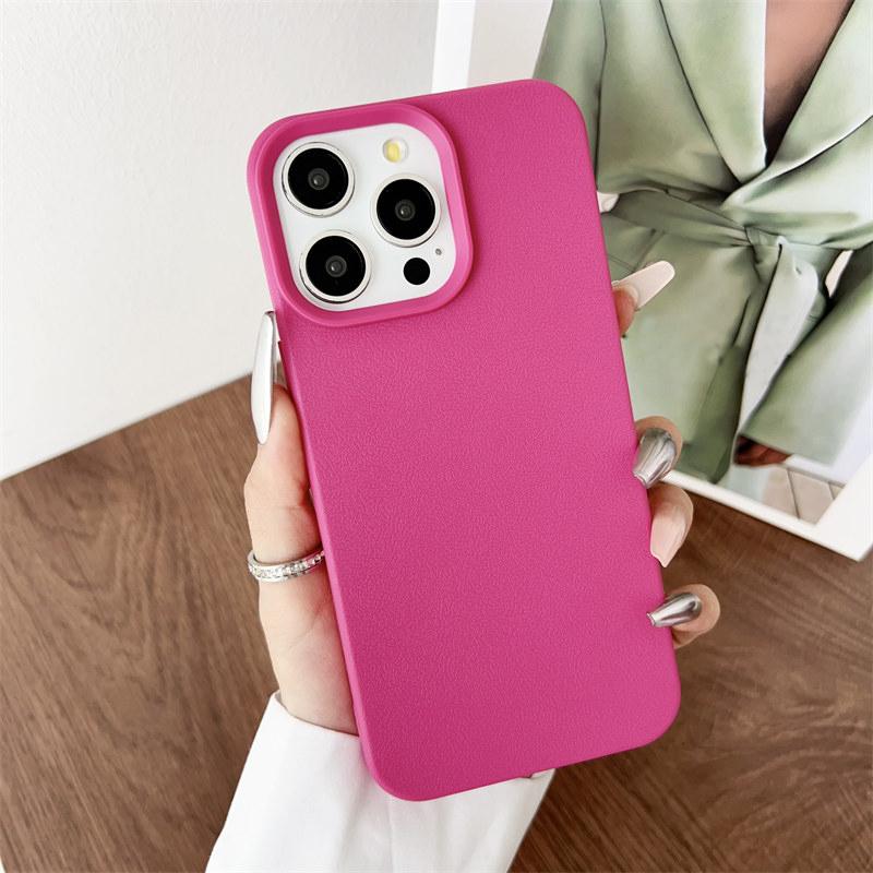 Candy Color Fake Leather Case for iPhone 16 Pro Max 15 14 13 12 Pro 11 XS Max XR All Inclusive Drop Resistant Cover