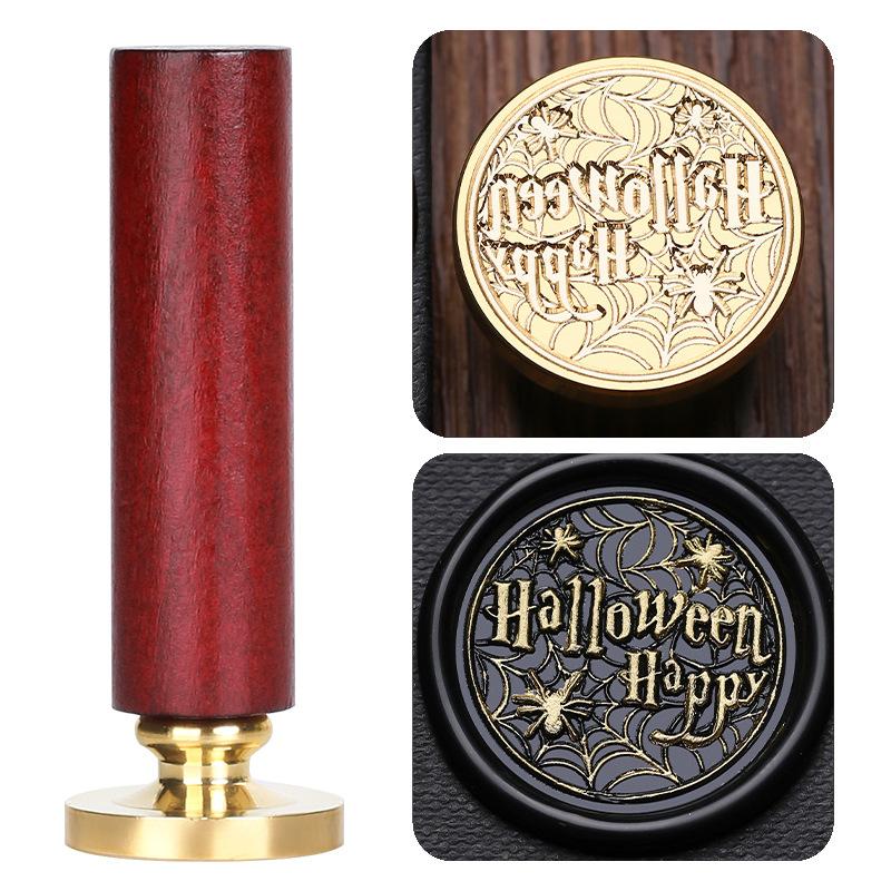 Halloween Seal Cylindrical Red Handle (handle + Brass Seal Head) Fire Lacquer Seal Set Handle Copper Head
