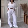 YYFS Pantaloni da donna a maniche lunghe con stampa tinta unita primavera autunno moda casual