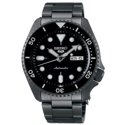 Seiko 5 Sportovní černý ciferník Gunmetal Šedé nerezové automatické hodinky SRPD65K1 pánské