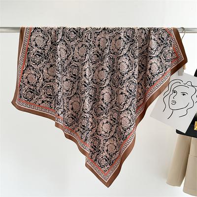 Foulard di Seta Quadrato 90x90cm Per Donne Raso Hijab Fazzoletto Stampato Fascia per Capelli di Seta Piccola Sciarpa Cravatta Borsa