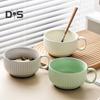 Ceramic Milk Cup with Handle Safe Bouillon Cup Cream Aesthetic Breakfast Bowls Microwave & Oven Safe Tableware for Home Outdoor Restaurant