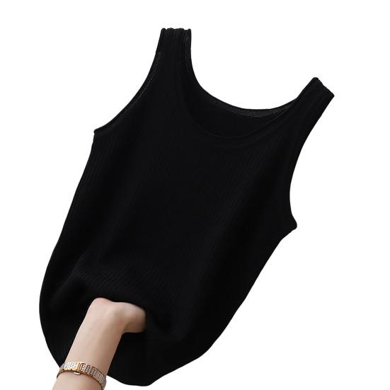 

Women Vest Sleeveless Solid Color Sexy Summer Washable Anti-fade Oversized Tank Top Beach Clothing L чорний
