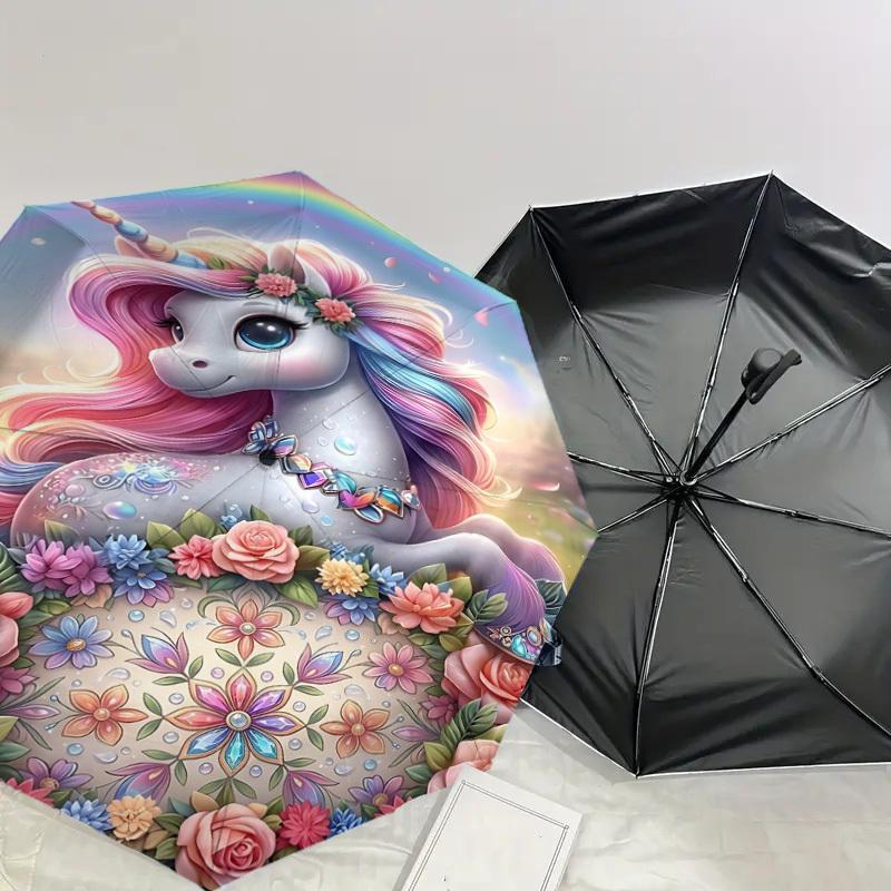 1PC Unicorn Umbrella-8-Rib Reinforced, Automatic Open, Lightweight & Durable, Fashion Accessory for Outdoor, H0411