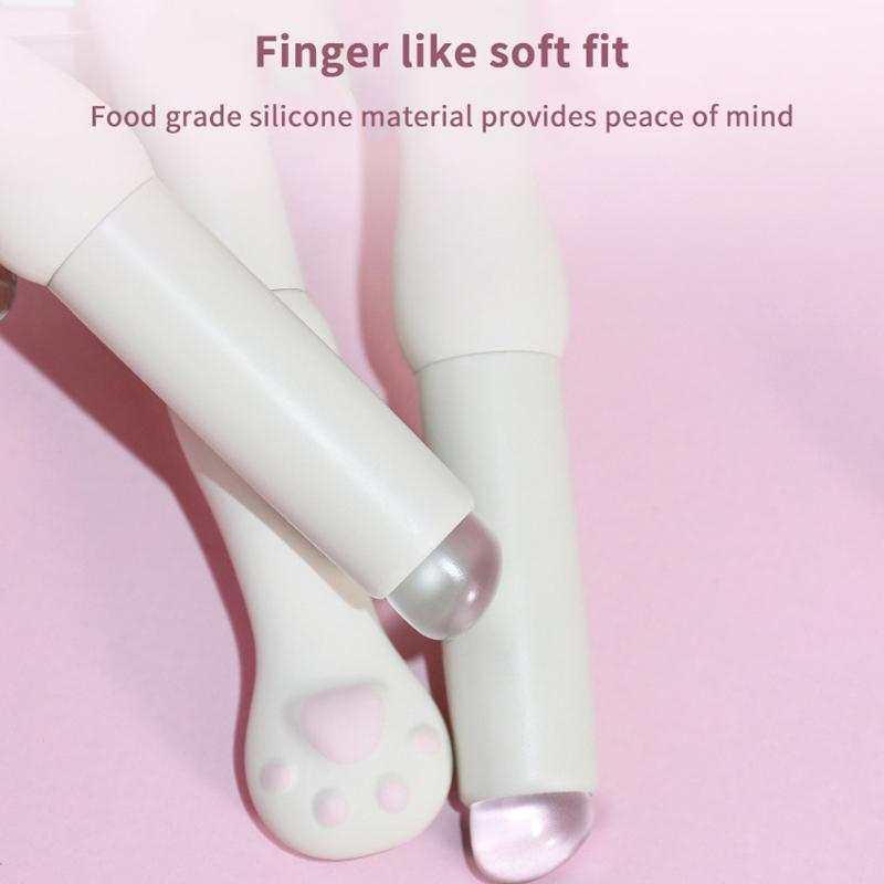Silicone Lip Brush With Cover Angled Concealer Brushes Lip Balm Lip Gloss Angled Head Concealer Brushes Cat Paw Make Up Brushes