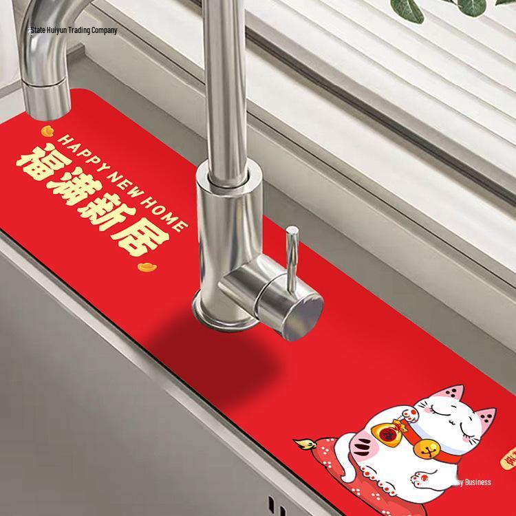 Housewarming Diatomaceous Earth Faucet Pad - Absorbent, Splash-Proof Kitchen & Washbasin Decoration