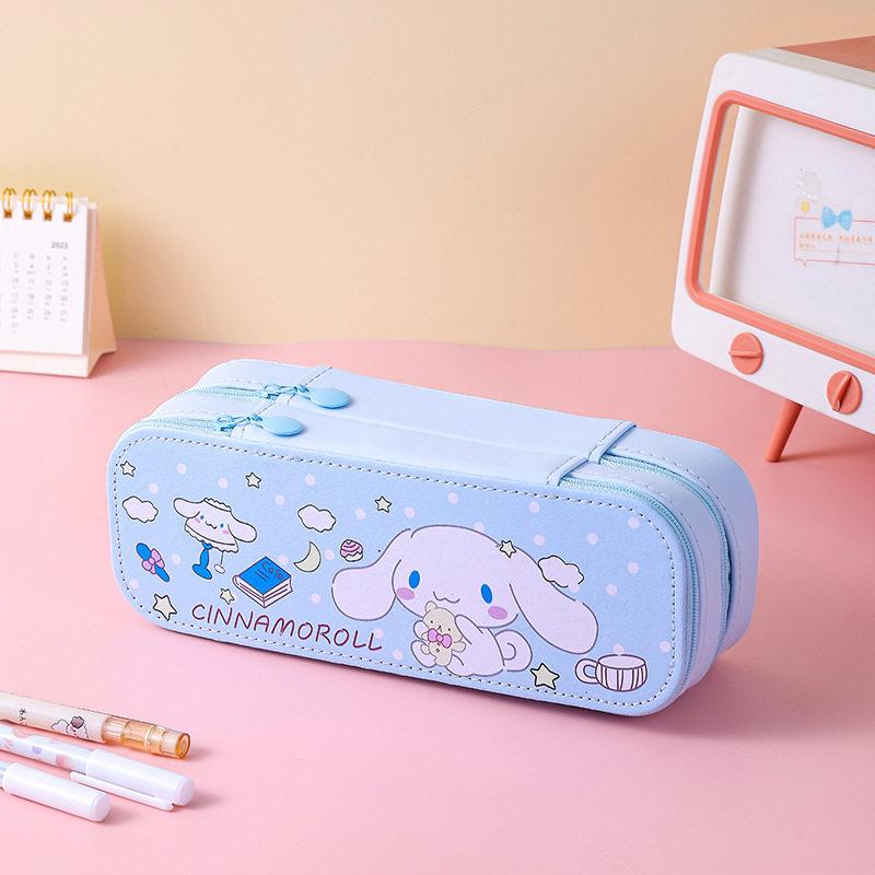 Sanrio Large Capacity Double Layer Pencil Case - Kuromi, Cinnamoroll, My Melody & Hello Kitty Stationery Box