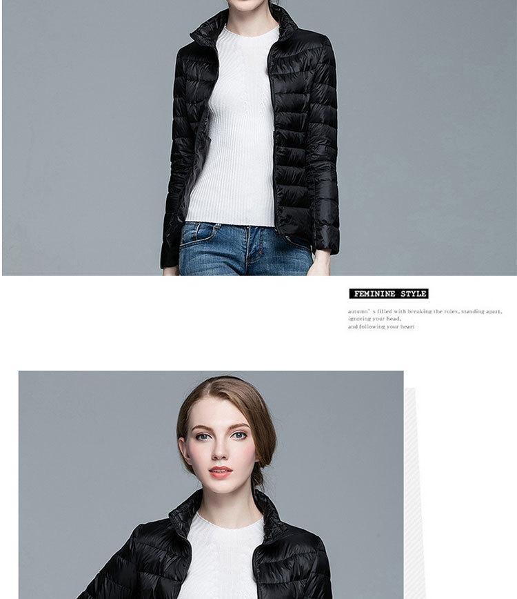 Korean Style Plus Size Womens Down Jacket Lightweight Slim Fit Stand Collar Short Autumn Winter Coat