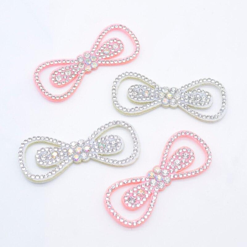 10Pcs 60*25mm Padded Rhinestone Bow Tie for DIY Clothes Hat Sewing Patches Headwear Hair Clips Decor Appliques Accessories