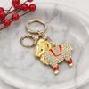 Key Charm Zodiac Keychain with Rhinestones, Sheep Design Bag Pendant, Chinese New Year Lucky Astrology Goat Accessory Charm, Feng Shui Ornament