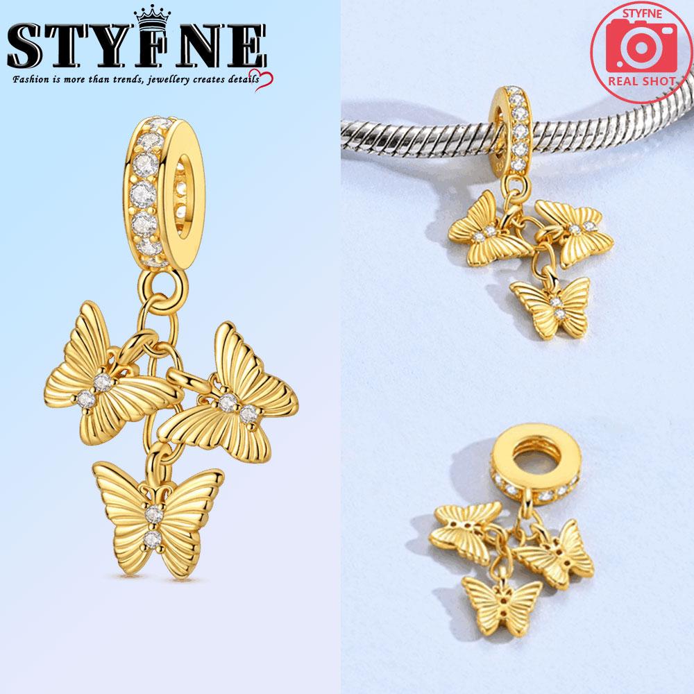 Copper Golden Butterfly Color Balloons Charms Beads Fit Original Bracelet Necklace Fine Jewelry Women Diy Gifts