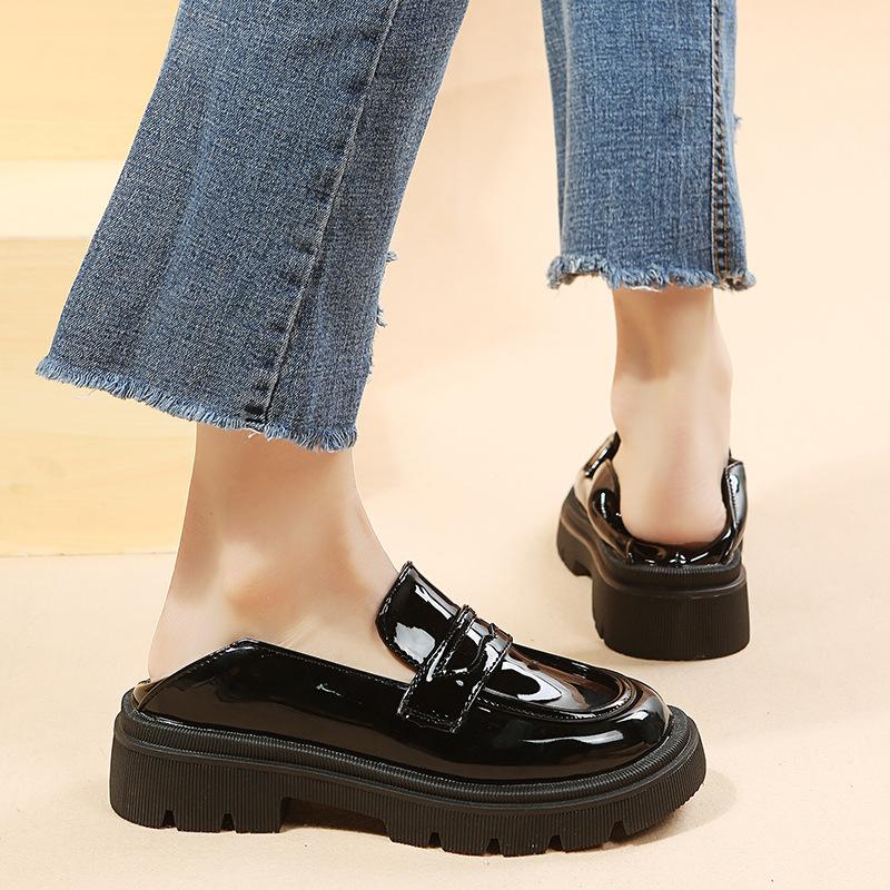 2025 Autumn and Winter New Loafers Women's Retro British One-pedal Jk Student Platform Small Leather Shoes Women's Shoes Flat Bottom