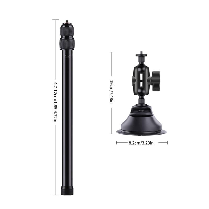 Nastavitelný držák na kameru do auta se 3 přísavkami a 1,2m ramenem pro natáčení videa z pohledu třetí osoby