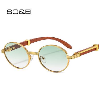 Retro Oval Men Sunglasses Fashion Brand Designer Clear Gradient Lens Eyewear Women Luxury Sun Glasses Shades UV400