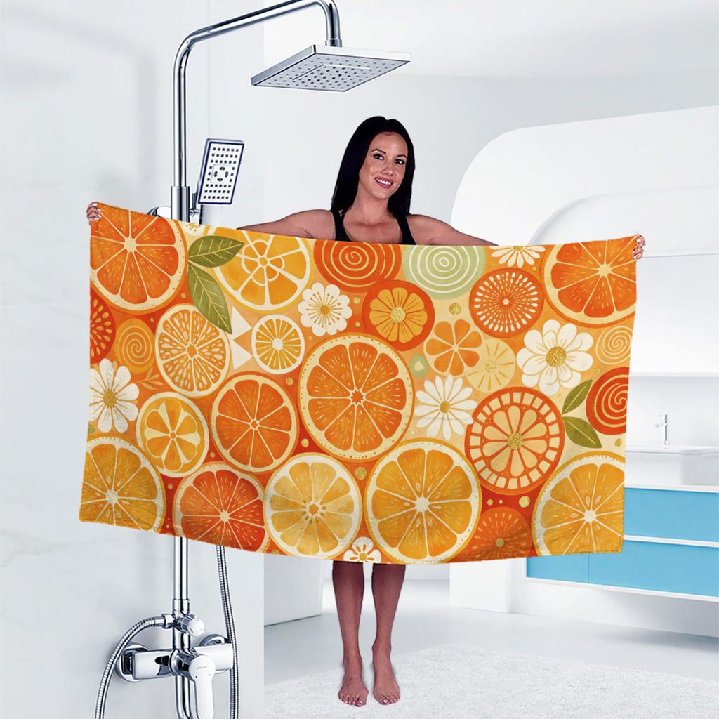 Orange Print Handtuch Sport Schnelltrocknend Super Saugfähig Camping Handtuch Super Weich Leichtgewicht Fitnessstudio Schwimmen Yoga Strand Handtuch