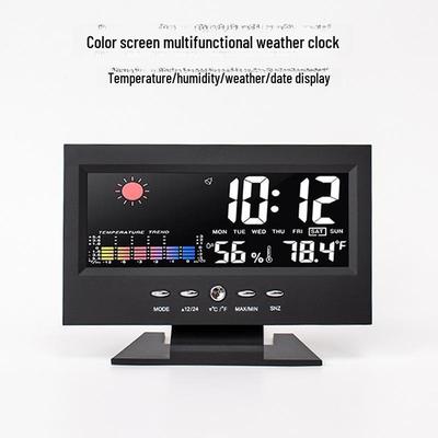 Çocuklar İçin Sıcaklık, Higrometre ve Ses Kontrol Alarmı ile Çok İşlevli Sınır Ötesi Hava Durumu Saati