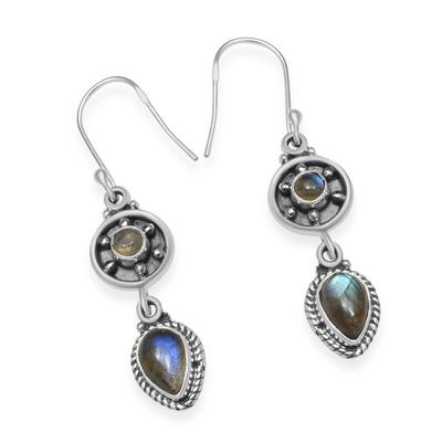 Natürlicher Labradorit-Edelstein, 925er-Sterlingsilber, handgefertigte Tropfen-Ohrringe für Frauen und Mädchen