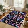 Colorful Owls Theme Soft Crystal Velvet Rug Custom Name & Text Print Non Slip Floor Rug for Bedroom Living Room