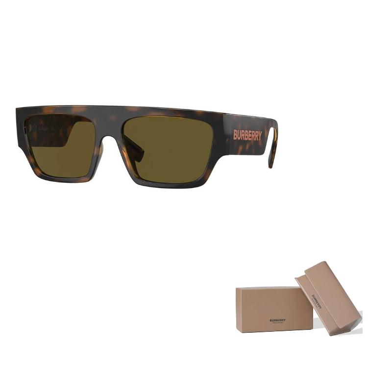 Burberry Temple Logo Plastic Bio-Polyamide Rectangular Sunglasses Men's Tortoiseshell
