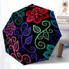 1pc Floral Pattern Automatic Umbrella - Stylish, Durable, with 8-Rib Manual Open Design, Elegant Black Handleyy250920152