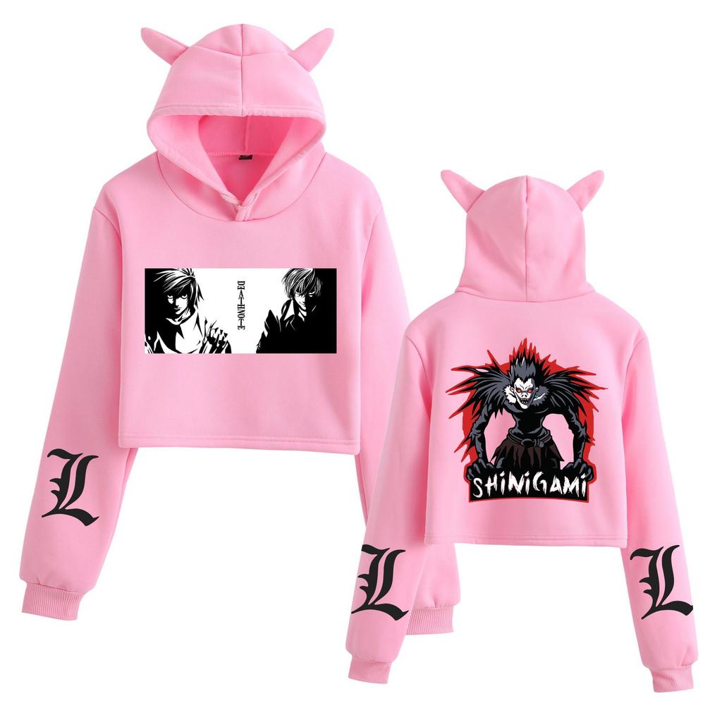 Women's 'Death Note' Cat Ear Crop Top Hoodie