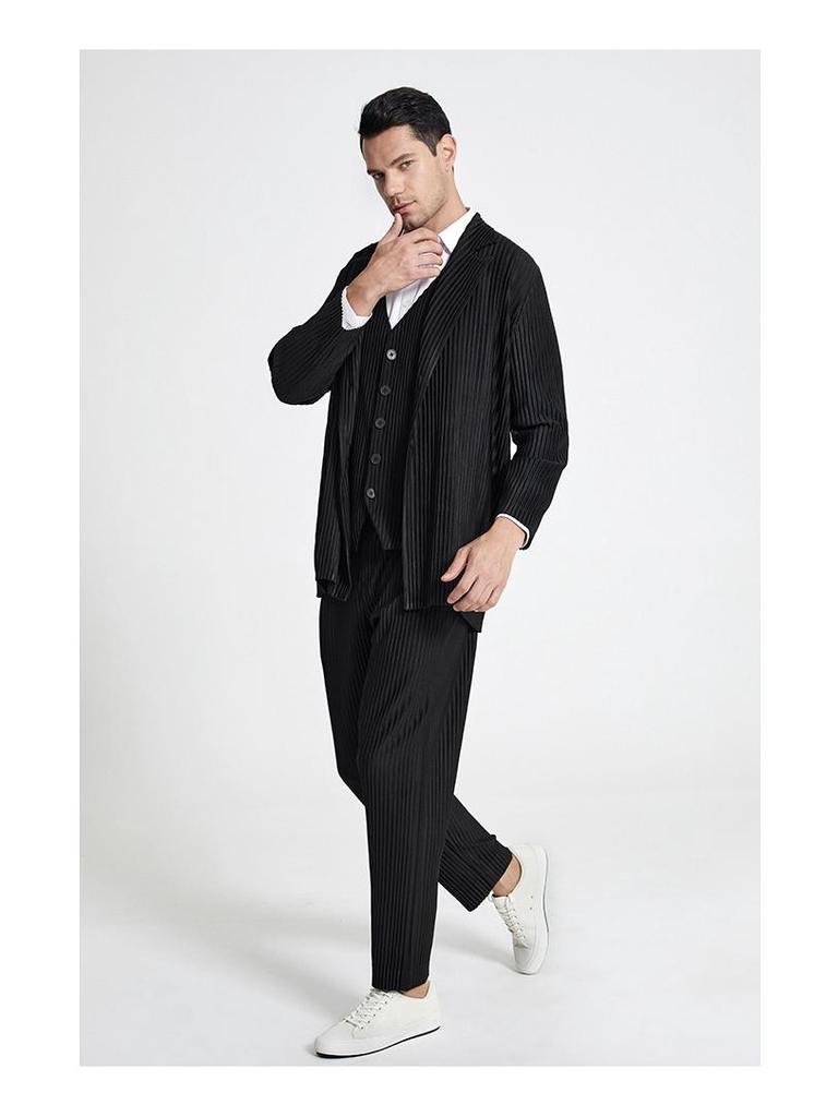 Men's Summer 2021 Pleated Casual Suit Jacket and Trench Cardigan