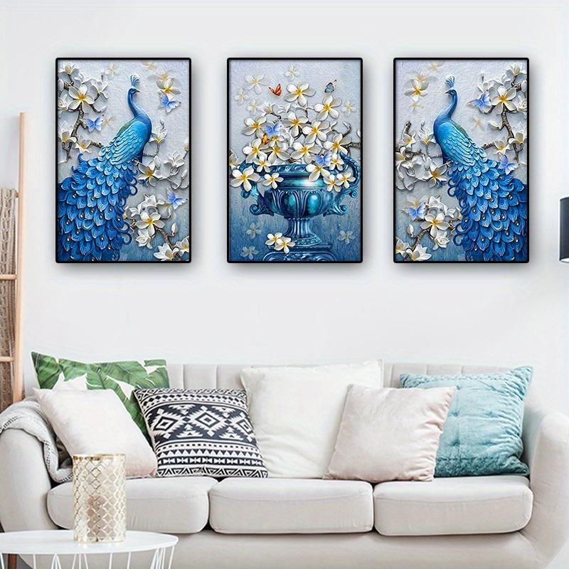 

3 шт./компл. картины на холсте с павлином, настенные художественные картины, принт, винтажный декор, настенные украшения для декора гостиной 15.7*23.6 Inch/40*60cmX3Pcs