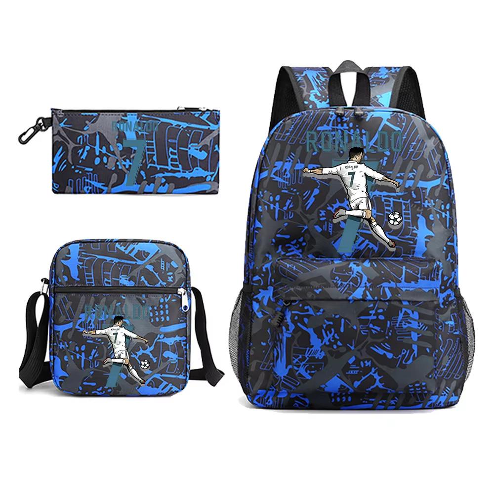 Football Player Cr7 Peripheral Printing Primary and Secondary School Students Schoolbag Three-piece Children's Backpack