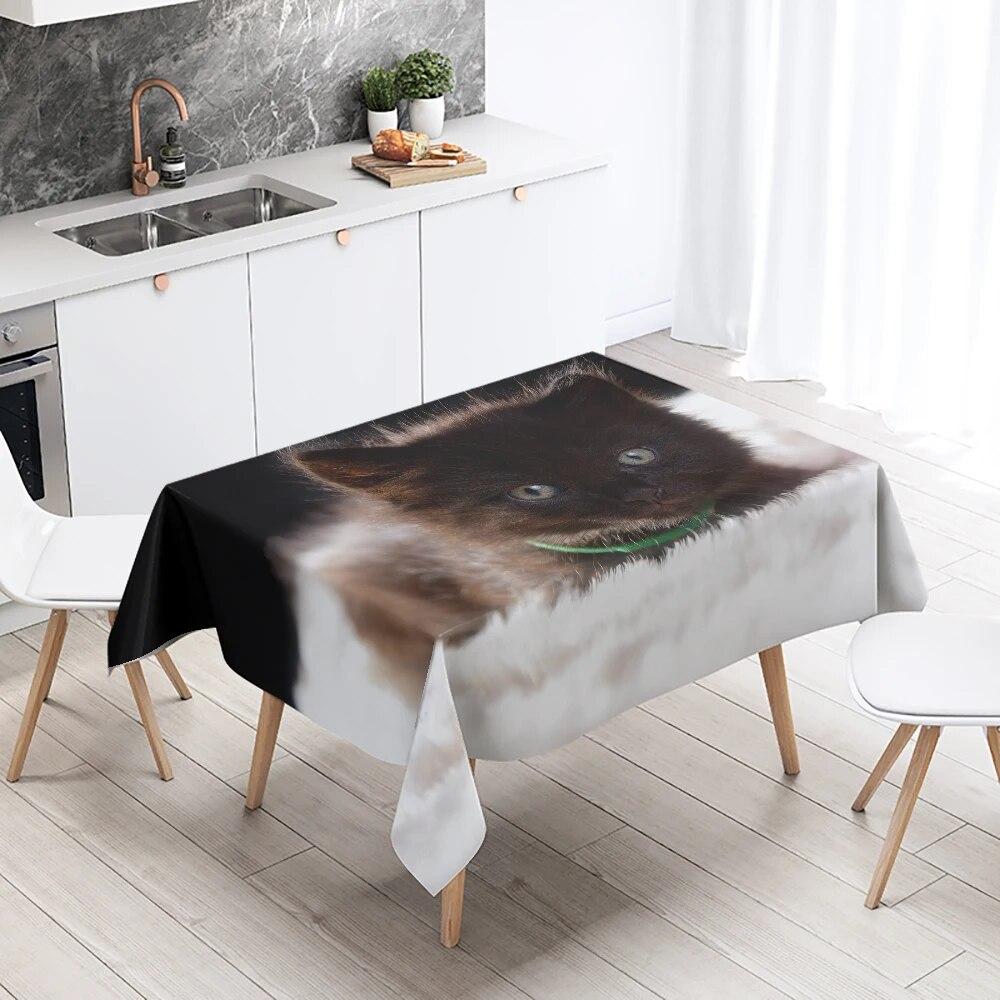 Cute Cat Tablecloth Party Restaurant Table Decoration Waterproof Rectangular  Kawaii New Home Kitchen