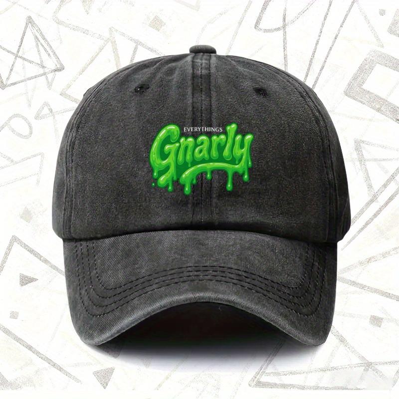 A Vintage Washed Hat Featuring 'Gnarly', a Solid Baseball Cap Suitable for Both Men And Women, Perfect for All Seasons And an Id