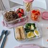 Large Capacity Glass Lunch Box Sealed Food Storage Container Vertical Stripe Lunch Box  Camping
