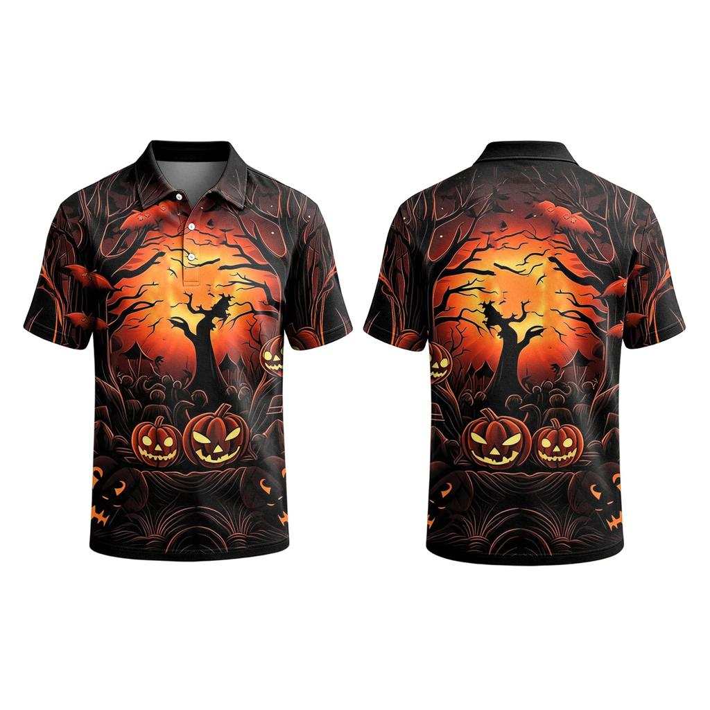 Men's Halloween Print Short Sleeve T-Shirt Stylish Casual Top