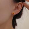 1 Pair Women Ear Retro Smooth Geometric Shape Amber Studs Lightweight Ear Jewelry Lady