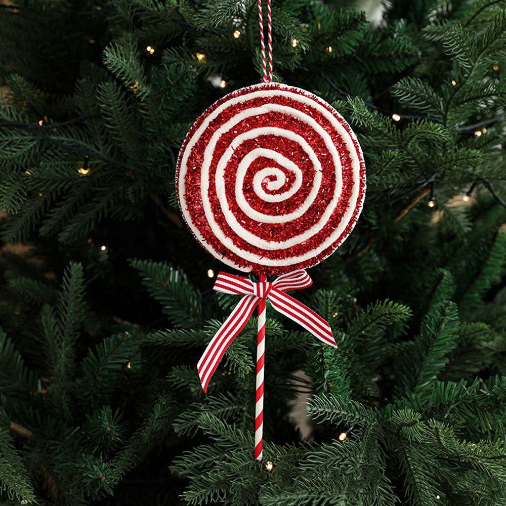 Cartoon Christmas Walking Stick Candy Festival with Bell Lollipop Xmas Decor Handmade Exquisite Candy Cane Hanging Decorations