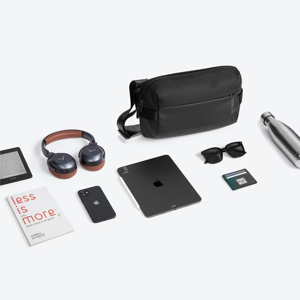 Taška na tělo Velká Kompatibilní s iPad Pro M5 Air 11 Taška na Černá [tomtoc] Jednoramenná Pánská, Taška, Kapacita, Crossbody, Vodoodpudivá, Lehká,