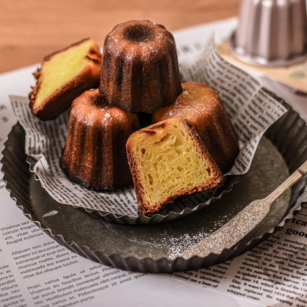 CHEFMADE Cake Molds, Canelé Molds, Non-Stick Cake Molds, Set of 4, Approx. 6.6cm, Cups 5.3 X 5.0cm