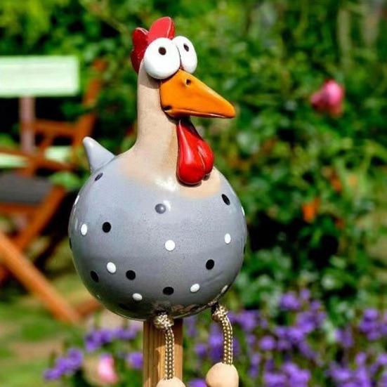 Funny Chicken Figurine with Dangling Legs Big Eyes Resin Cartoon Rooster Statue for Outdoor Garden Lawn Patio Balcony Decor