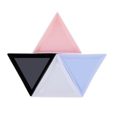 5-teiliges dreieckiges Tablett zur Aufbewahrung von Nagel-Strasssteinen und Diamanten, Organizer-Box-Platte für Nailart-Zubehör