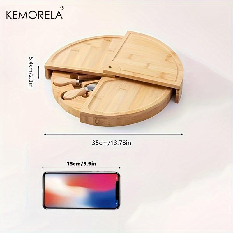  Cheese Board Cutlery Cutter Set with Slide Out Drawer - Kitchen Cooking Tools Slicer Fork Scoops Cut Storage Set