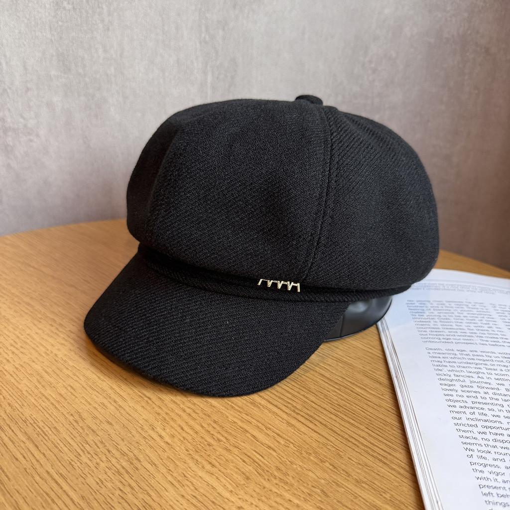 Color Solid Letter A Retro Beret Hat Ladies Polyester Fabric Fashion Accessory